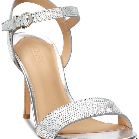 LAUREN Ralph Lauren Gwen Sandal (Polished Silver) Women's Wedge Shoes - Picture 2 of 4